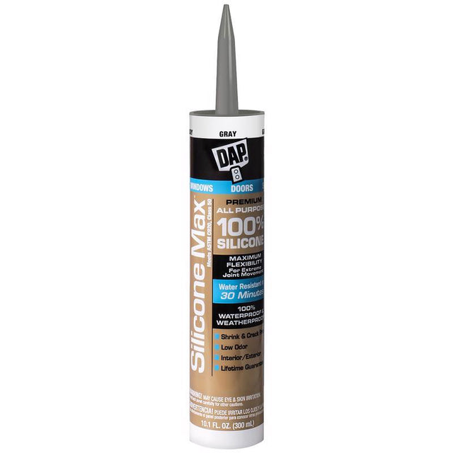 DAP Silicone Max Gray Silicone All Purpose Sealant 10.1 oz, Pack of 12
