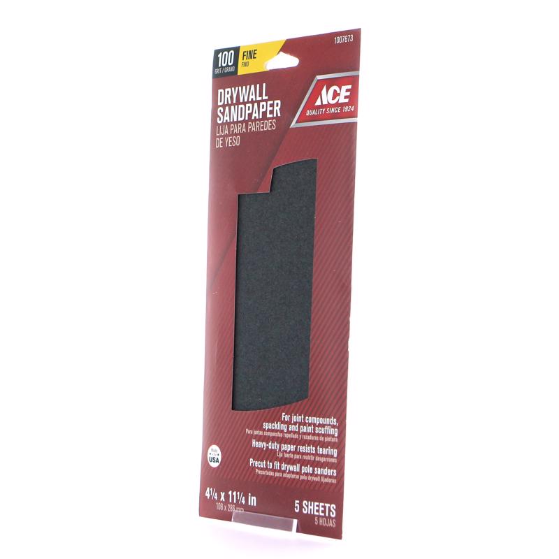 Ace 11-1/4 in. L X 4-1/4 in. W 100 Grit Silicon Carbide Drywall Sanding Sheet 5 pk, Pack of 10