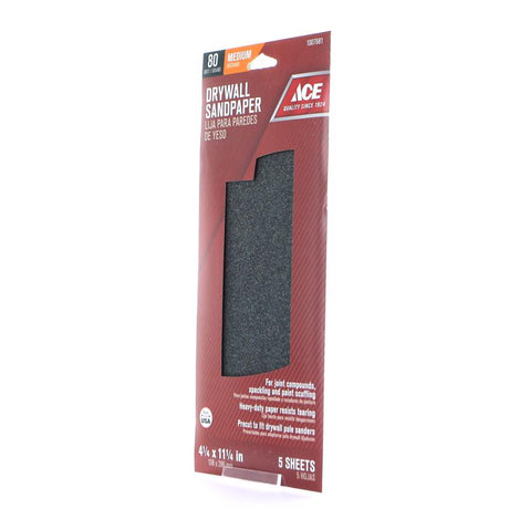Ace 11-1/4 in. L X 4-1/4 in. W 80 Grit Silicon Carbide Drywall Sanding Sheet 5 pk, Pack of 10