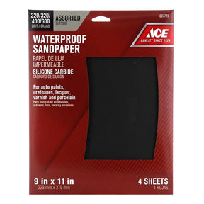 Ace 11 in. L X 9 in. W Assorted Grit Silicon Carbide Sandpaper 4 pk, Pack of 10