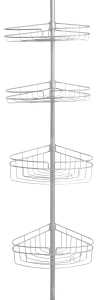 Kenney KN61519 Tension Pole Caddy, 5 to 9 ft OAL, 4-Shelf, Metal, Satin Nickel