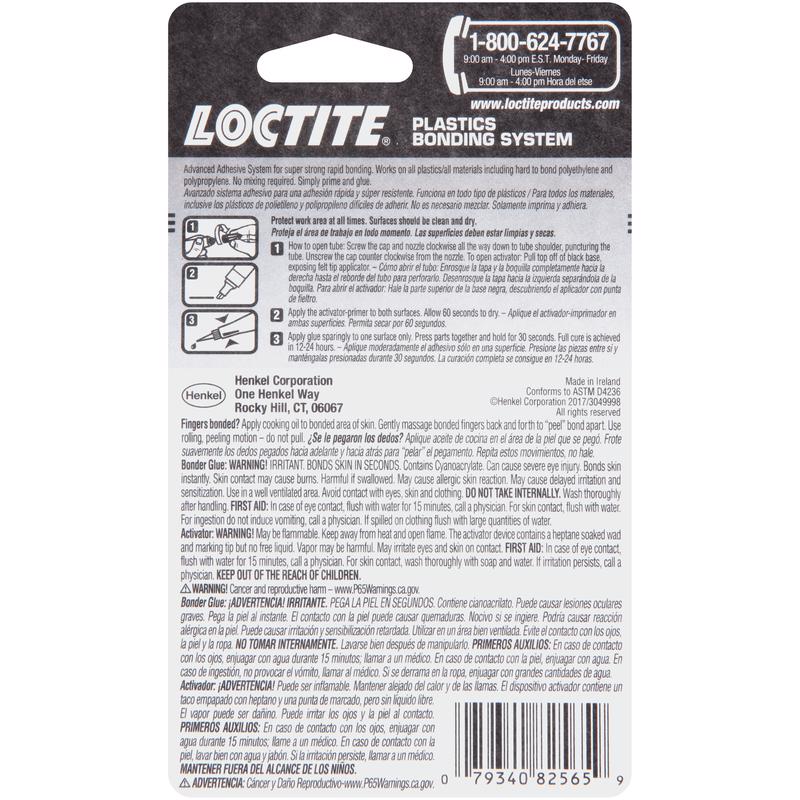 Loctite Plastic Bonding System High Strength Cyanoacrylate Clear Plastic Bonder 4 gm, Pack of 6
