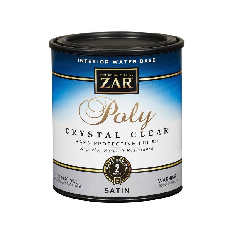 Aqua ZAR 32512 Polyurethane, Liquid, Crystal Clear, 1 qt, Can