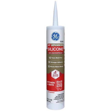 GE Advanced Clear Silicone 2 Kitchen and Bath Caulk Sealant 10.1 oz, Pack of 12