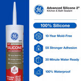 GE Advanced Clear Silicone 2 Kitchen and Bath Caulk Sealant 10.1 oz, Pack of 12