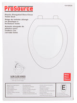 ProSource Q-019-WH Toilet Seat, Elongated, Polypropylene, White, Plastic Hinge Hinge
