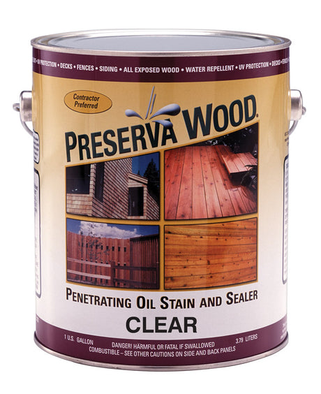 Preserva Wood Transparent Smooth Clear Oil-Based Oil Penetrating Wood Stain/Sealer 1 gal, Pack of 4