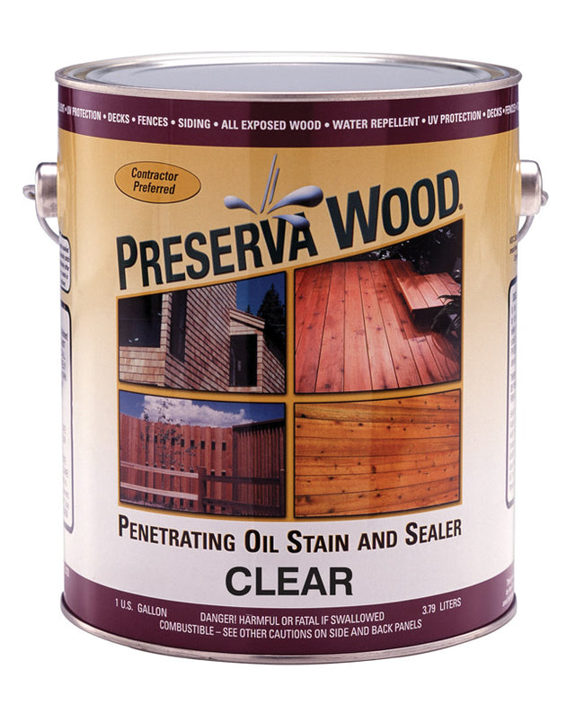 Preserva Wood Transparent Smooth Clear Oil-Based Oil Penetrating Wood Stain/Sealer 1 gal, Pack of 4