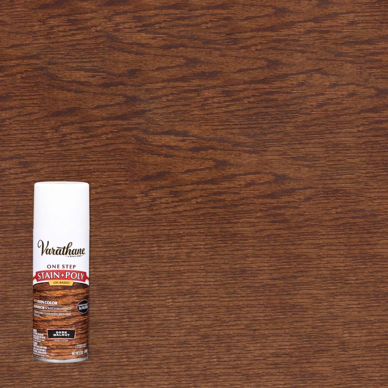 Varathane Semi-Transparent Semi-Gloss Dark Walnut Oil-Based One-Step Stain/Poly 12 oz, Pack of 6