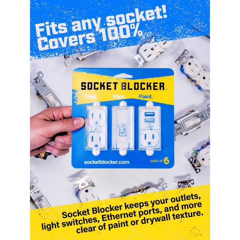 Socket Blocker 1.88 in. W X 4 in. L Clear High Strength Mask and Peel 30 pk