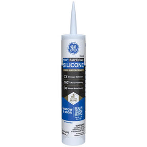 GE Supreme Clear Silicone Window and Door Sealant 10.1 oz, Pack of 12