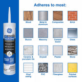 GE Supreme Clear Silicone Window and Door Sealant 10.1 oz, Pack of 12