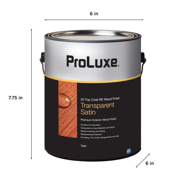 ProLuxe 23 Plus RE Transparent Satin Teak Oil-Based Acrylic/Alkyd/Urethane Wood Finish 1 gal, Pack of 4