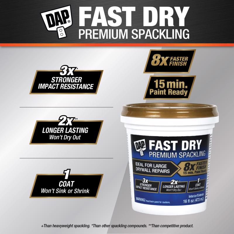 DAP Fast Dry Premium Ready to Use Off-White Spackling and Patching Compound 1 pt, Pack of 12