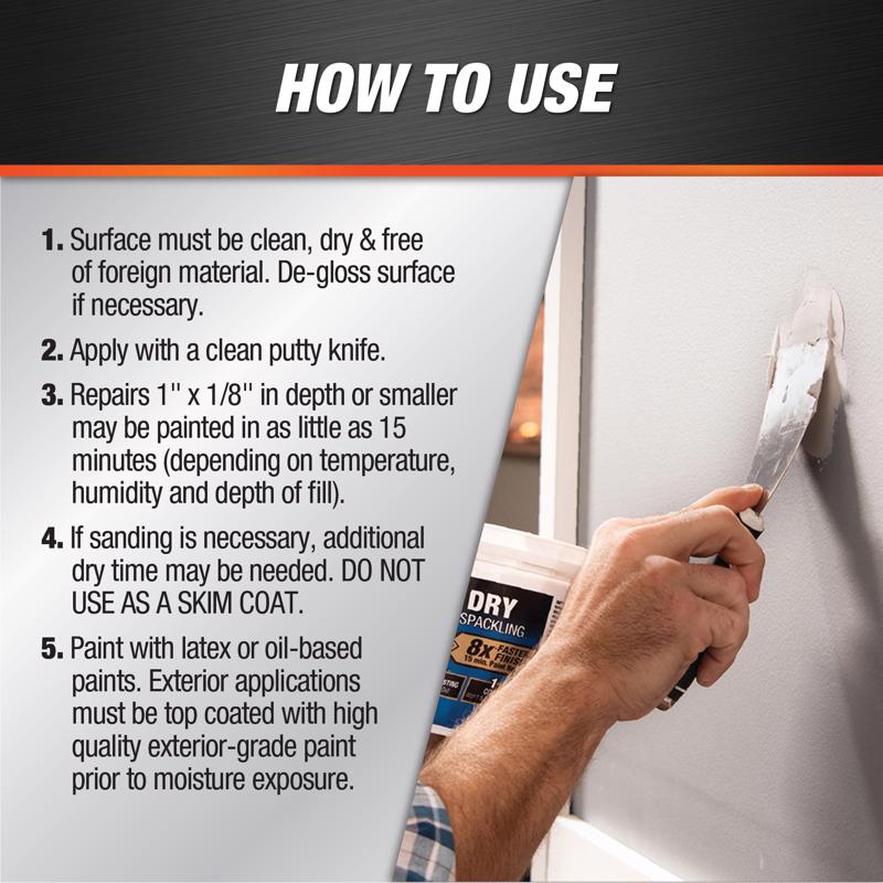 DAP Fast Dry Premium Ready to Use Off-White Spackling and Patching Compound 1 pt, Pack of 12
