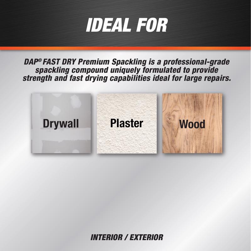 DAP Fast Dry Premium Ready to Use Off-White Spackling and Patching Compound 1 pt, Pack of 12