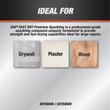 DAP Fast Dry Premium Ready to Use Off-White Spackling and Patching Compound 1 pt, Pack of 12