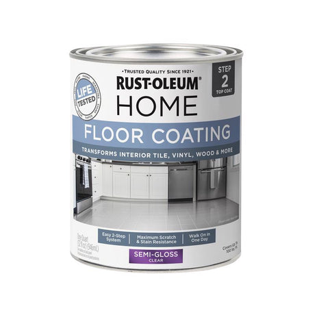 Rust-Oleum Home Semi-Gloss Clear Water-Based Floor Coating Step2 1 qt, Pack of 6