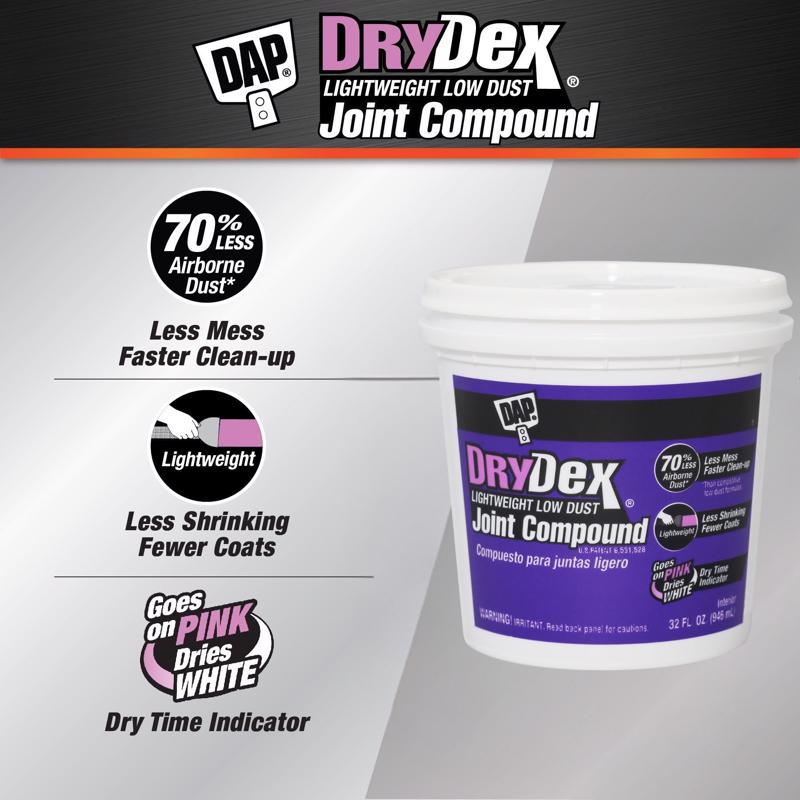 DAP DryDex Pink All Purpose Dust Control Joint Compound 32 oz, Pack of 8