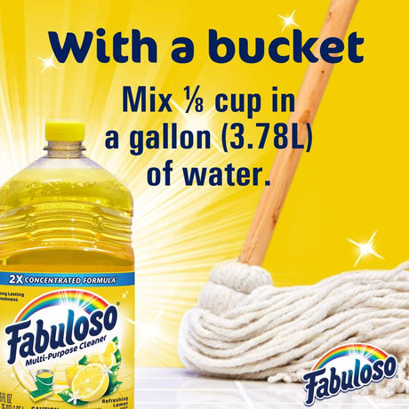 Fabuloso Lemon Scent All Purpose Cleaner Liquid 128 oz, Pack of 4
