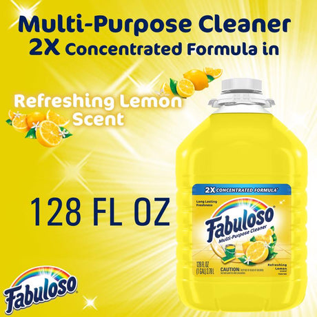 Fabuloso Lemon Scent All Purpose Cleaner Liquid 128 oz, Pack of 4