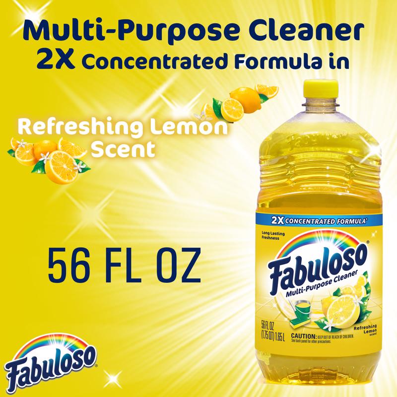 Fabuloso Lemon Scent All Purpose Cleaner Liquid 56 oz, Pack of 6