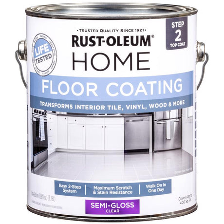 Rust-Oleum Home Top Coat Semi-Gloss Clear Floor Paint 1 gal, Pack of 2
