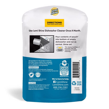 Lemi Shine Lemon Scent Powder Dishwasher/Disposal Cleaner 1.76 oz 1 pk, Pack of 10