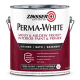 Zinsser Perma-White Semi-Gloss White Water-Based Mold and Mildew-Proof Paint Interior 1 gal, Pack of 2
