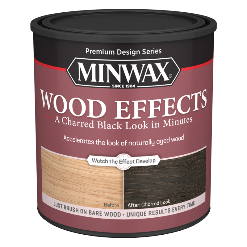 Minwax Wood Effects Transparent Charred Black Water-Based Weathered Wood Accelerator 1 qt, Pack of 4