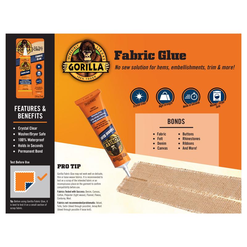 Gorilla High Strength Glue Clear Adhesive 2.5 oz, Pack of 3