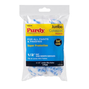 Purdy Colossus Polyamide Fabric 4-1/2 in. W X 1/2 in. Jumbo Mini Paint Roller Cover 2 pk, Pack of 6