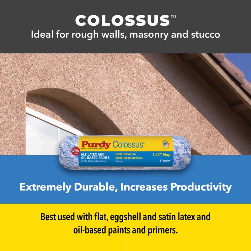 Purdy Colossus Polyamide Fabric 4-1/2 in. W X 1/2 in. Jumbo Mini Paint Roller Cover 2 pk, Pack of 6