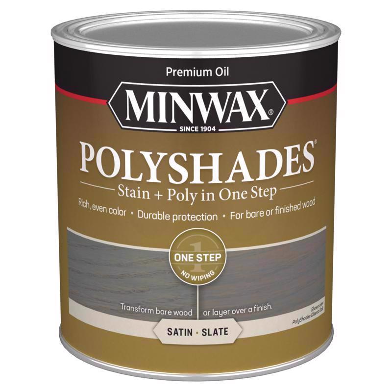 Minwax Polyshades Semi-Transparent Satin Slate Oil-Based Stain/Polyurethane Finish 1 qt, Pack of 4
