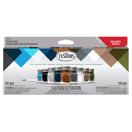 Testors Military Assorted Solvent-Based Enamel Paint Exterior and Interior 0.25 oz, Pack of 6
