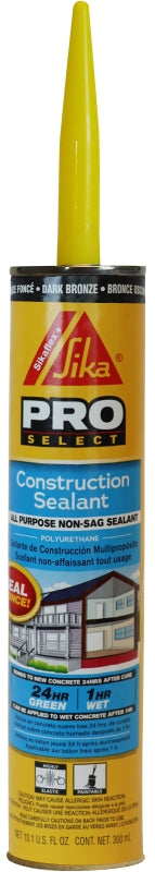 Sika SIKAFLEX PRO SELECT Series 515310 Construction Sealant, Dark Bronze, 7 Days Curing, 40 to 100 deg F, 10.1 oz, Pack of 12