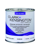 Clark+Kensington High-Gloss Canary Yellow Premium Paint Exterior and Interior 1/2 pt, Pack of 6