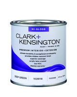 Clark+Kensington High-Gloss Deep Green Premium Paint Exterior and Interior 1/2 pt, Pack of 6