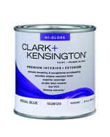 Clark+Kensington High-Gloss Regal Blue Premium Paint Exterior and Interior 1/2 pt, Pack of 6
