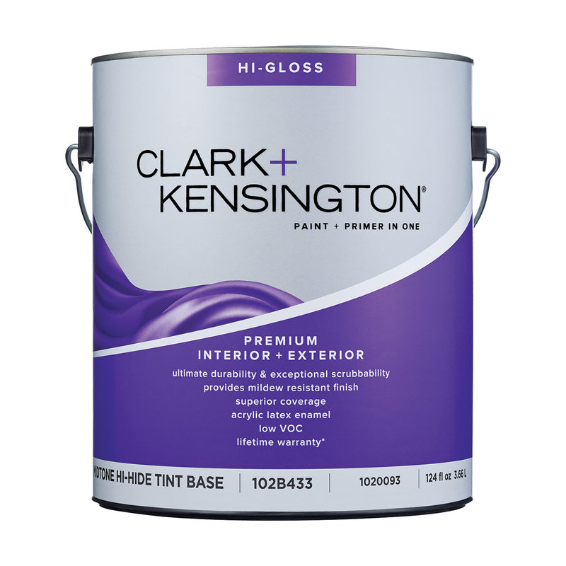 Clark+Kensington High-Gloss Tint Base Mid-Tone Base Premium Paint Exterior and Interior 1 gal, Pack of 4