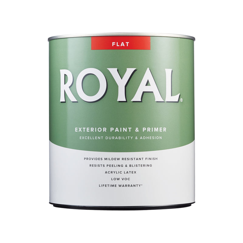 Royal Flat High Hiding White Exterior Paint and Primer Exterior 1 qt, Pack of 4