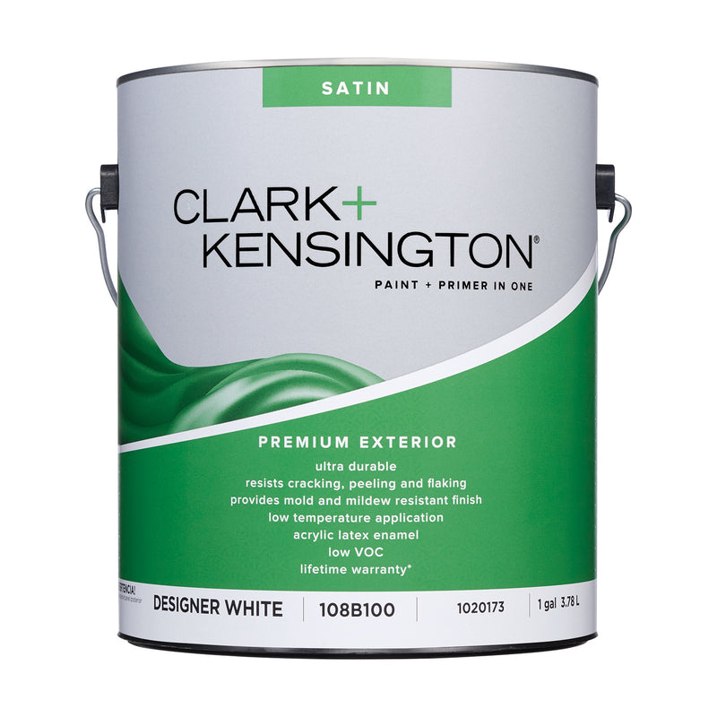 Clark+Kensington Satin Designer White House & Trim Paint & Primer Exterior 1 gal, Pack of 4
