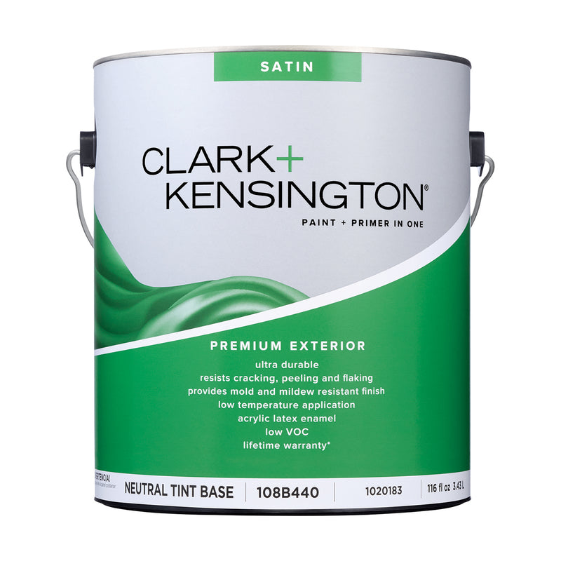 Clark+Kensington Satin Tint Base Neutral Base Exterior Paint and Primer Exterior 1 gal, Pack of 4
