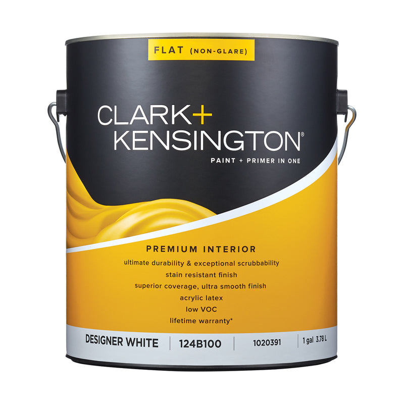 Clark+Kensington Flat Designer White Paint + Primer Interior 1 gal, Pack of 4