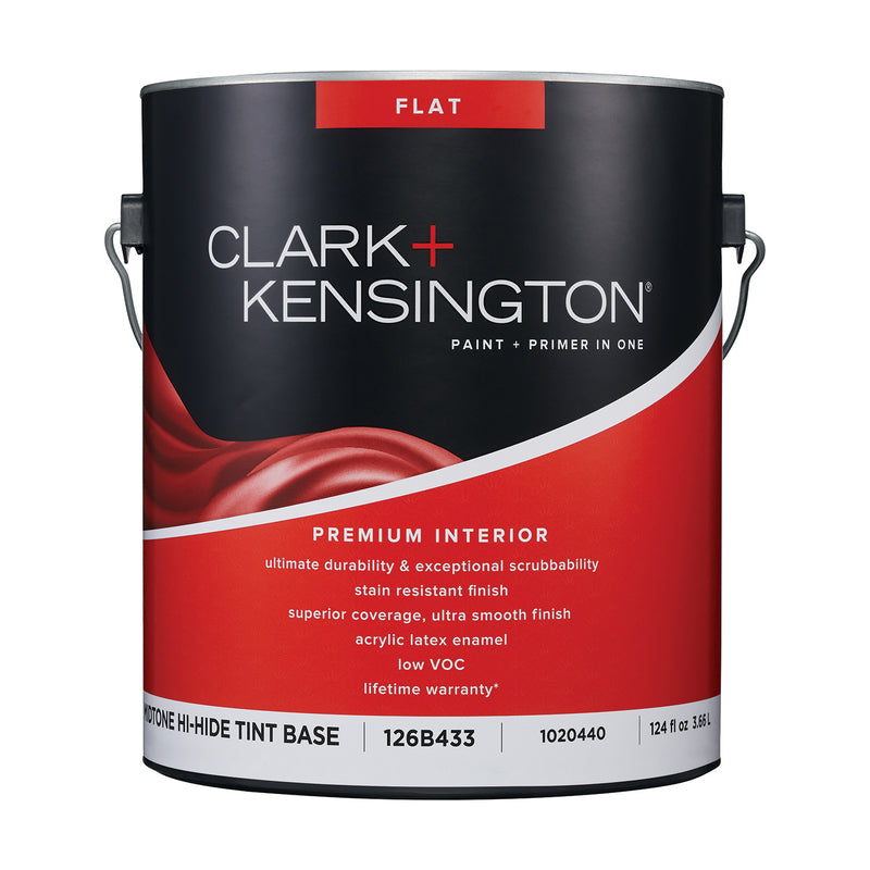 Clark+Kensington Flat Enamel Tint Base Mid-Tone Base Paint + Primer Interior 1 gal, Pack of 4