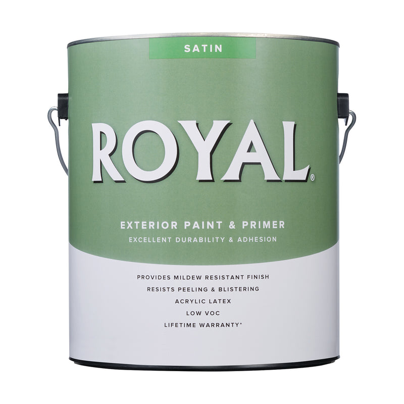 Royal Satin High Hiding White Paint Exterior 1 gal, Pack of 4