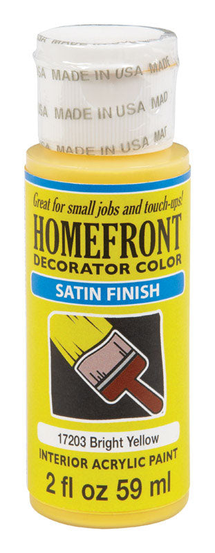 Homefront Decorator Color Satin Bright Yellow Hobby Paint 2 oz, Pack of 3