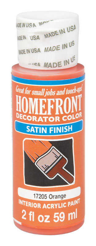 Homefront Decorator Color Satin Orange Hobby Paint 2 oz, Pack of 3