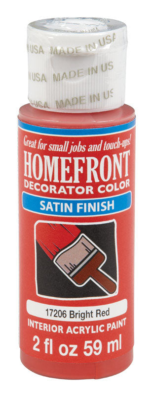 Homefront Decorator Color Satin Bright Red Hobby Paint 2 oz, Pack of 3