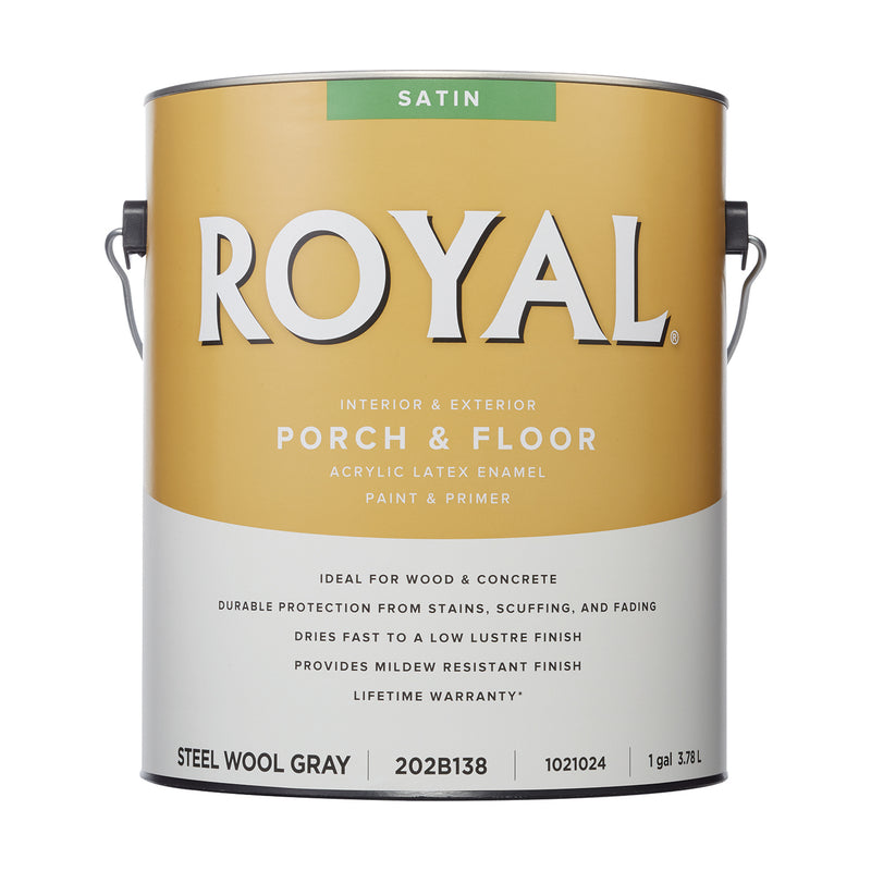 Royal Satin Steel Wool Gray Porch and Floor Paint+Primer 1 gal, Pack of 4